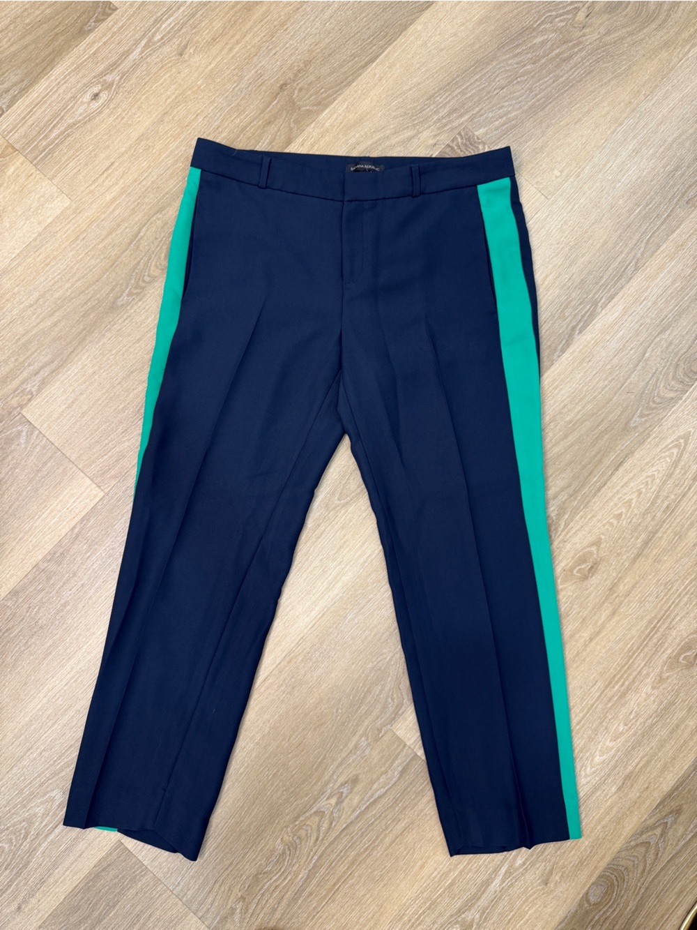 Banana Republic Avery Navy Pants with Green Side Stripes